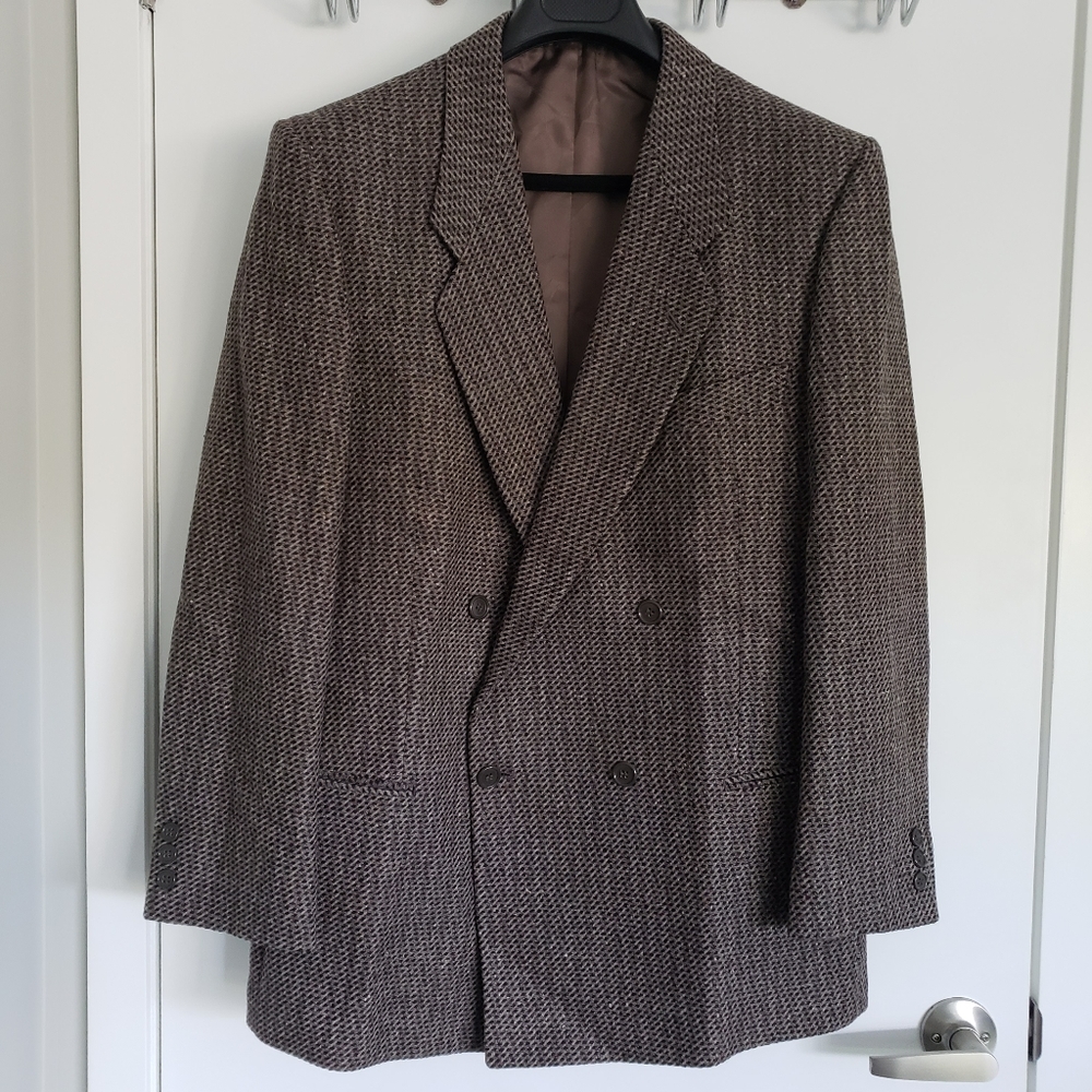 Vintage Ungaro Double Breasted Men's Wool Jacket - Size 42 Reg - Brown